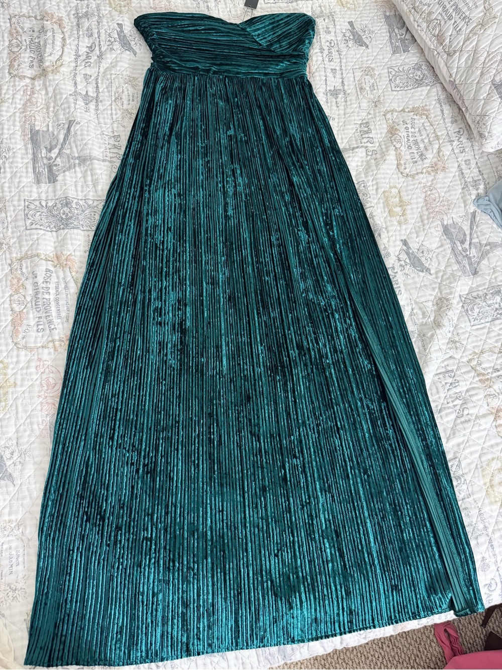 Fashion Nova Hunter Green Velvet Plisse Maxi Dress